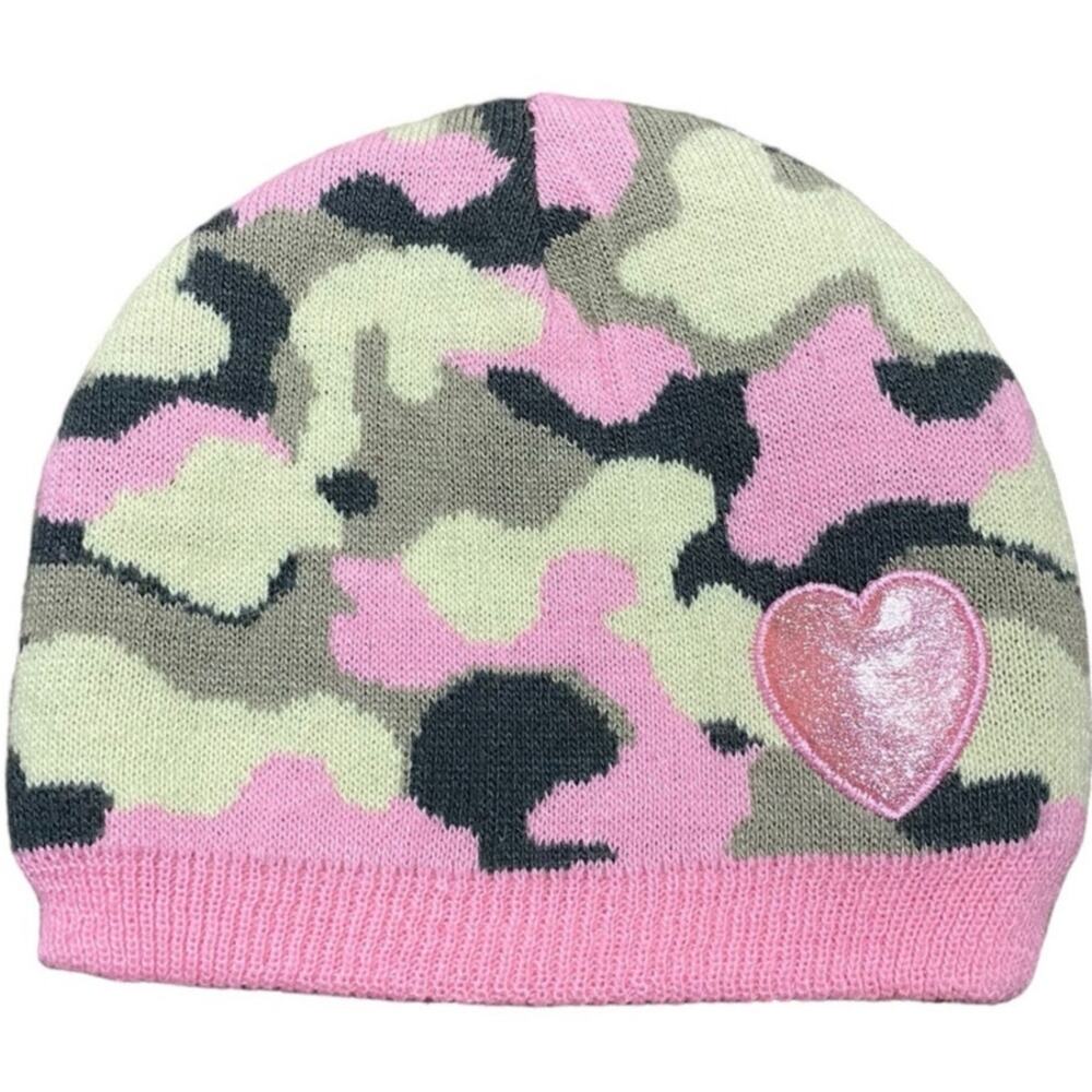 Justice Camo Girls Beanie Pink Black Grean OS Knit Hat